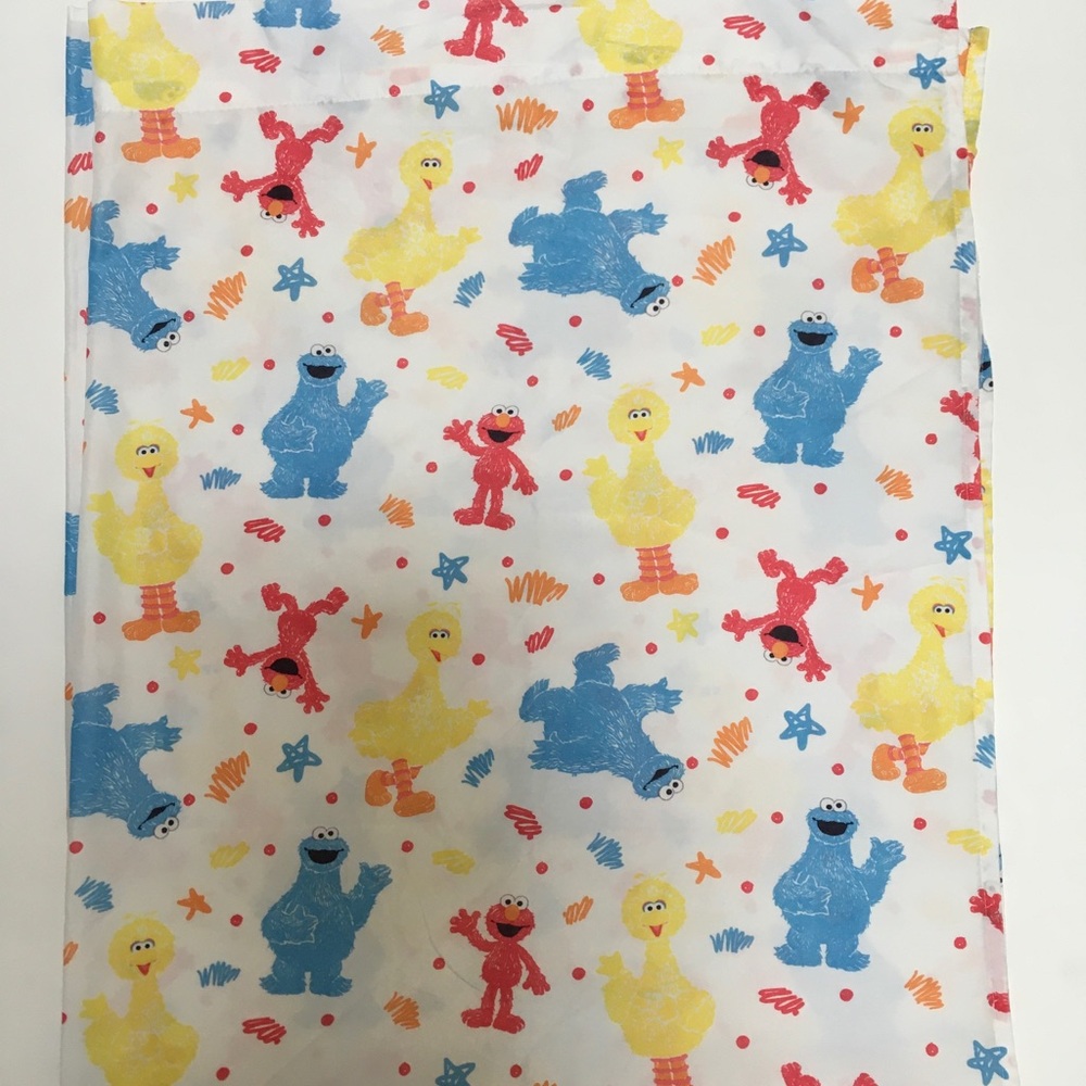 Vtg. Sesame St. Big Bird Cookie Monster Elmo Twin bed sheet 2013 fabric crafts